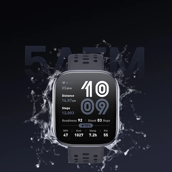 AMAZFIT Bip 6 Smart Watch - Black, Silicone Strap, 46 mm thumbnail