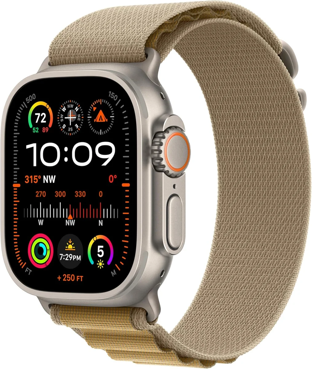 APPLE Watch Ultra 2 Cellular - 49 mm Natural Titanium Case with Tan Alpine Loop, Medium