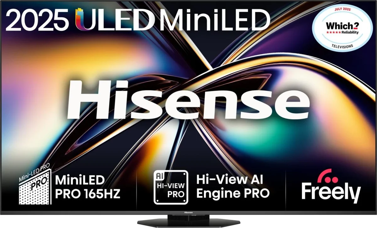 HISENSE 85U8QTUK 85" Mini LED 4K 165Hz Smart AI TV with Freely