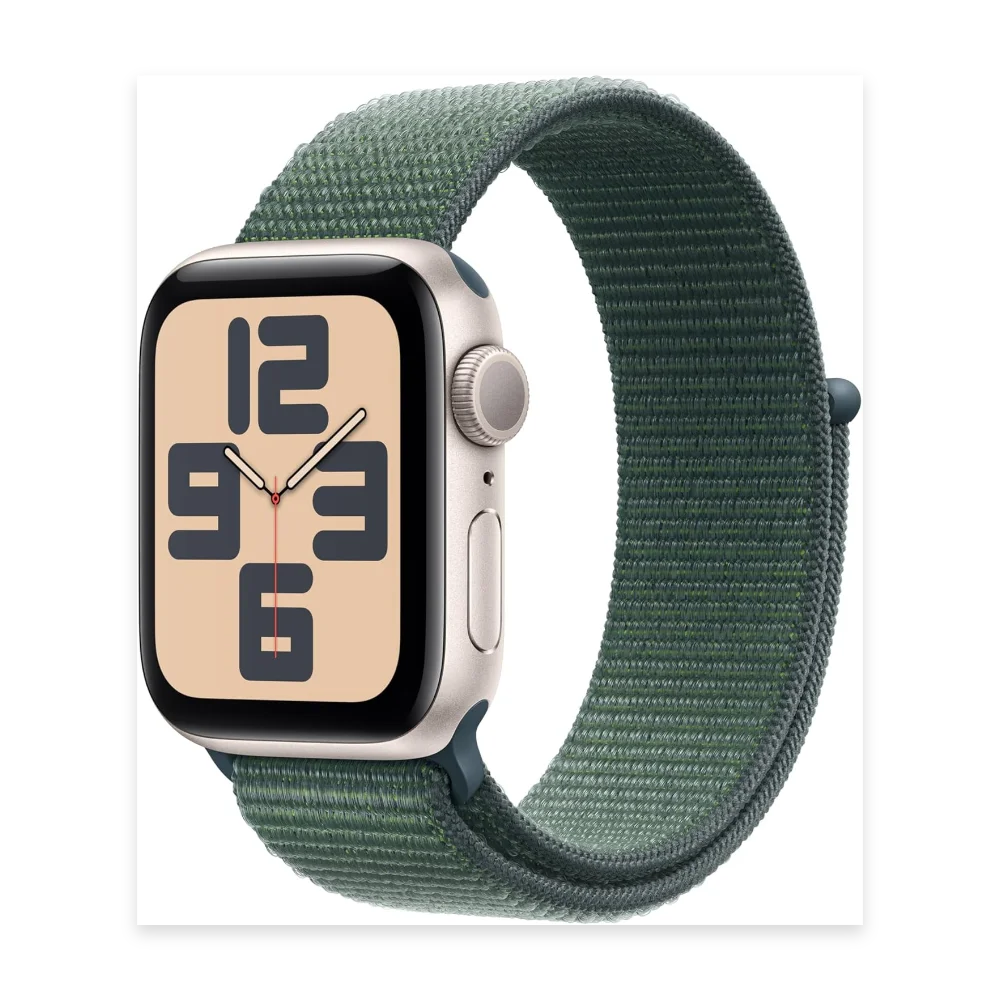 APPLE Watch SE - 44 mm Starlight Aluminium Case with Lake Green Sport Loop