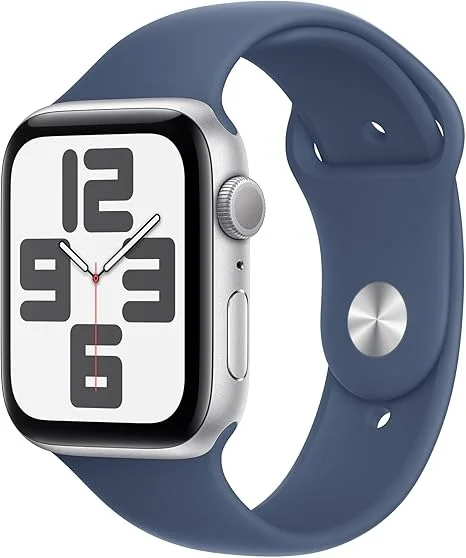 APPLE Watch SE Cellular - 40 mm Silver Aluminium Case with Denim Sport Band, S/M