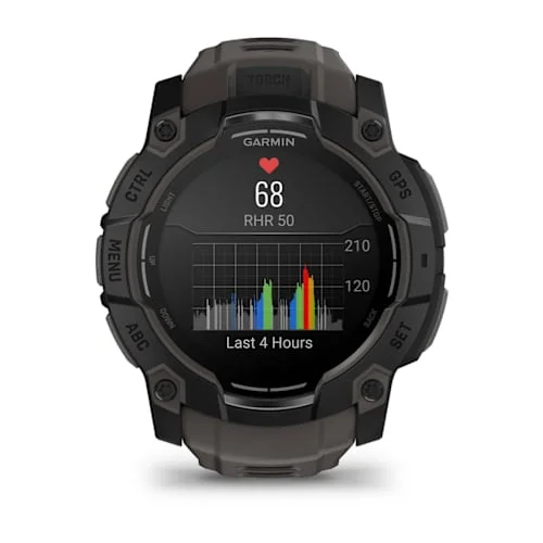 GARMIN Instinct 3 AMOLED Smart Watch - 50 mm, Black with Charcoal Silicone Band thumbnail