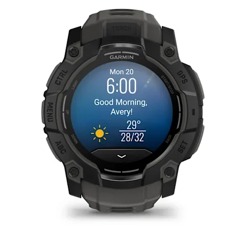 GARMIN Instinct 3 AMOLED Smart Watch - 50 mm, Black with Charcoal Silicone Band thumbnail